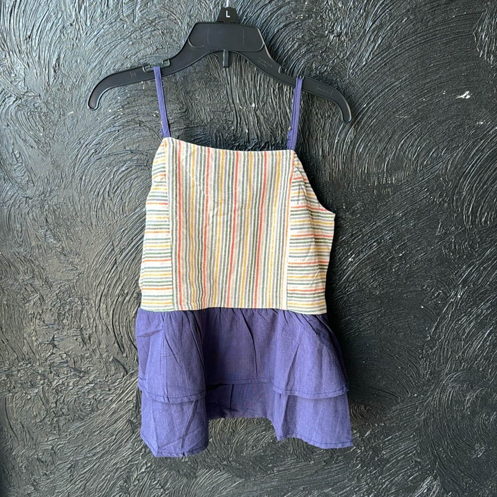 Girls spaghetti strap, ruffled, fit and flare tank.